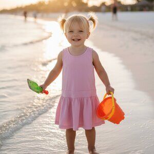 ⭐ Crewcuts light pink bow-back knit drop waist dress size 3